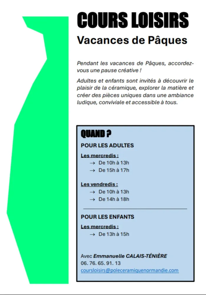 Cours loisirs - Vacances de Pâques
